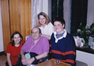 Kristiina and family in a room on our Saint Michael's inpatient unit at the time of Simon's 25th wedding anniversary