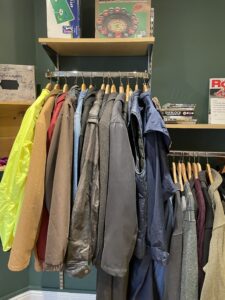 Men's clothes in Boroughbridge charity shop