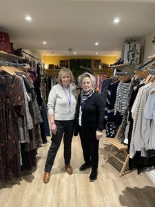 Volunteers Sandra and Maxine in Boroughbridge charity shop