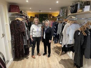 Volunteers Sandra and Maxine in Boroughbridge charity shop