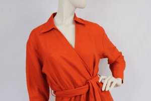 Massimo Dutti Orange Wrap dress on a mannequin